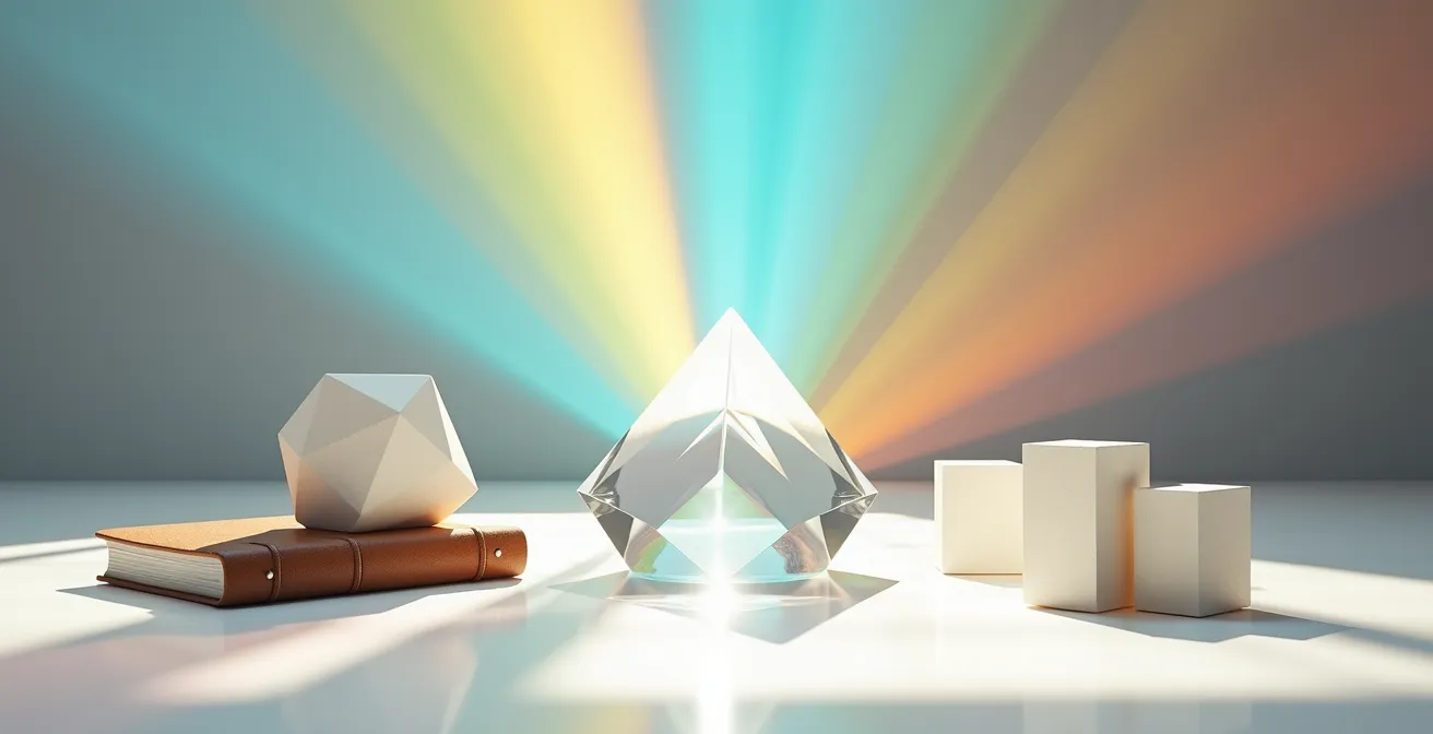 Visualisierung eines Content-Atomizing-Workflows durch einen Prisma-Effekt