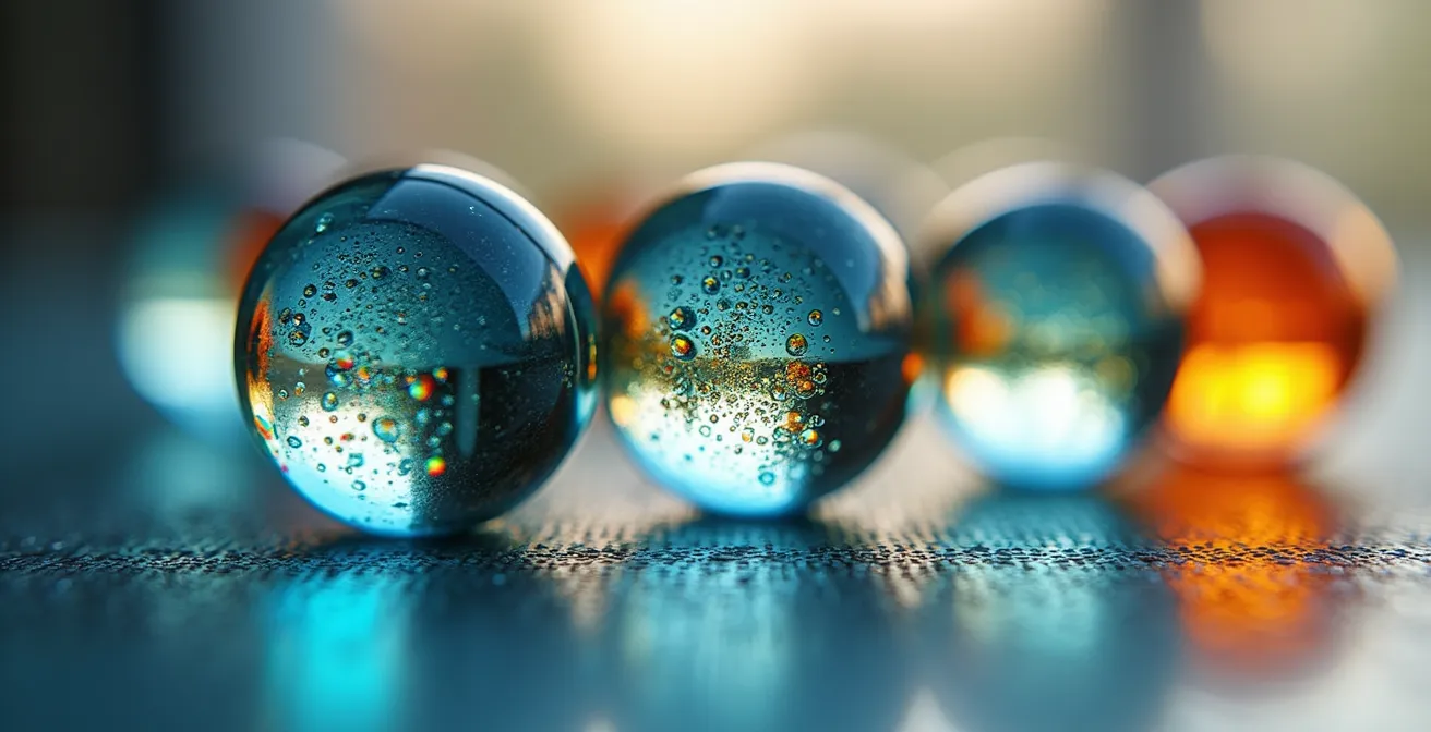 Abstrakte Visualisierung der Customer Journey als Teamleistung aus verschiedenen interagierenden Elementen.