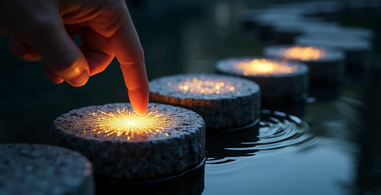 Vogelperspektive auf verzweigten Weg vom Content zum Produkt mit maximal drei Stationen