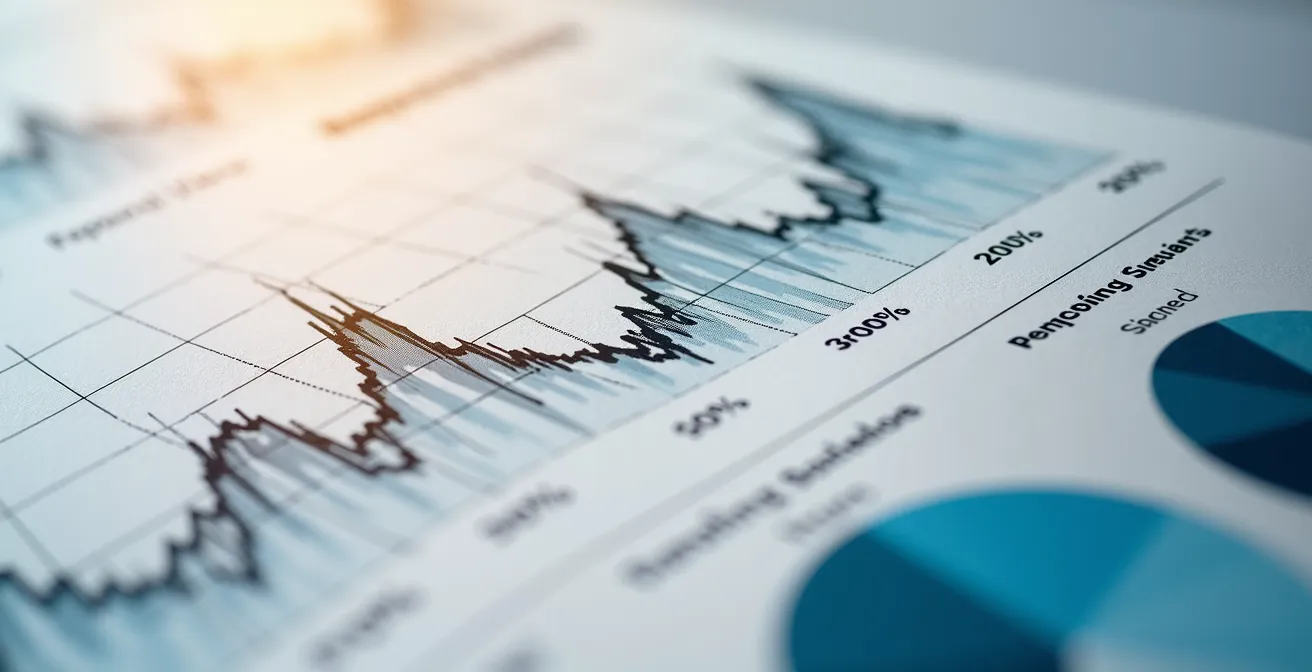 Makroaufnahme von Dokumentenseiten mit Grafiken zur Content-Dauerhaftigkeit