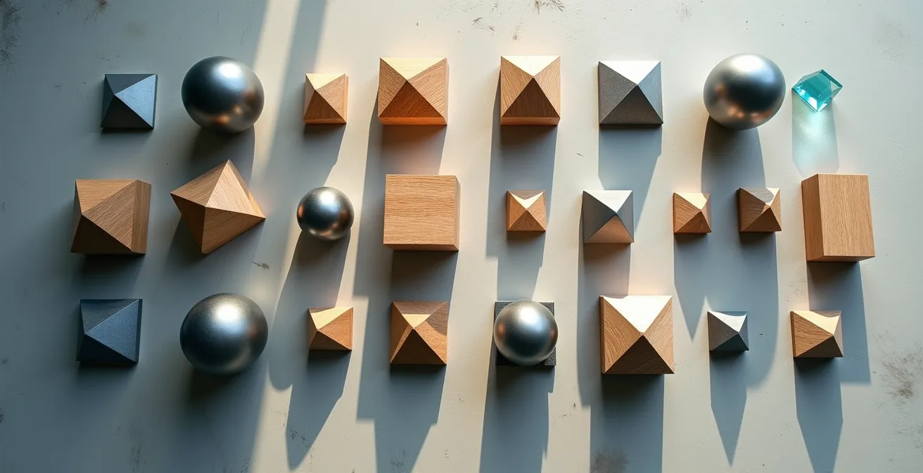 Harmonisches Zusammenspiel geometrischer Formen in einem unsichtbaren Rastersystem